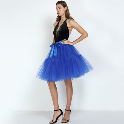 Jupe en tulle super moelleuse à plusieurs couches avec gros ourlet pour femme, jupe tutu en nylon pour demoiselle d'honneur