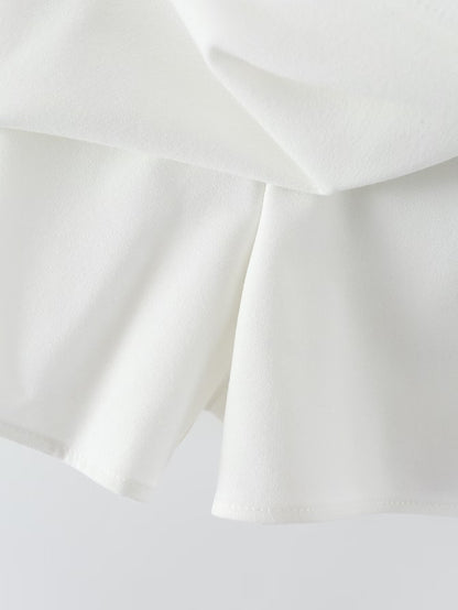 Spring White High Waist Satin Skirt Women Irregularly Slimming A Line Skirt