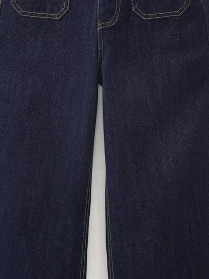 Jeans mit Federreißverschluss, Knopfverschluss, ungesäumtem Saum, hoher Taille und weitem Bein