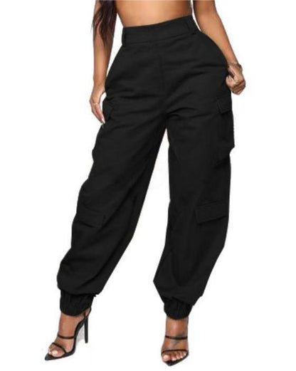 High Street Women Pants Trendy Cargo Pants Multi Pocket Trousers Loose Street Straight Leg Ankle Banded Pants