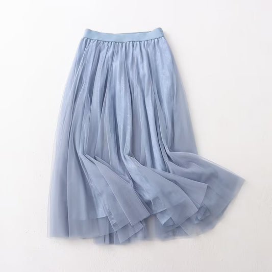 Skirt Women Clothing Summer Casual Elegant Elastic Waist Pleated