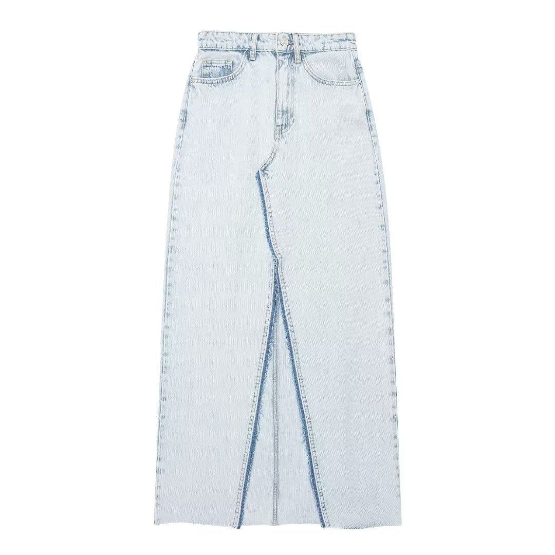 Sommer Wind Frauen Licht Farbe Split Midi Rock Denim Rock