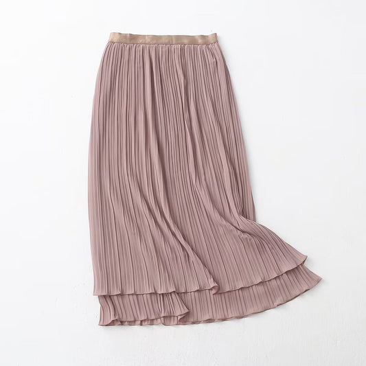 Spring Summer Wear Skirt Elastic Waist Korean A line Sheath Skirt Tulle Skirt Double Sided Wear Skirt