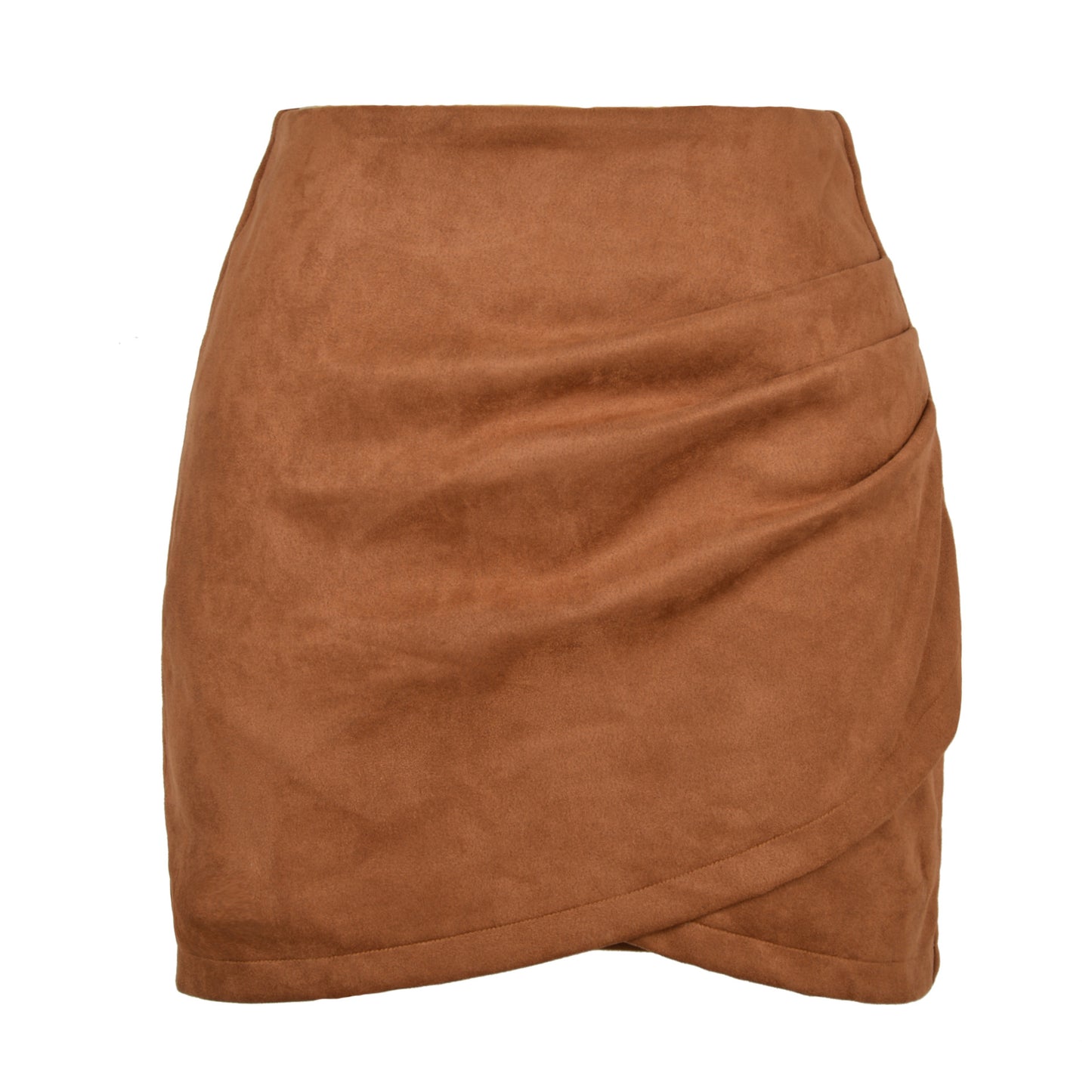 Suede Solid Skirt Autumn Winter Heap Pleated Criss Cross Irregular Asymmetric Zipper Skirt Women Clothing