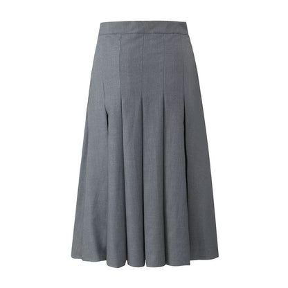 Spring Summer Autumn Black High Waist A line Skirt Summer Gray Pleated Long Skirt Women