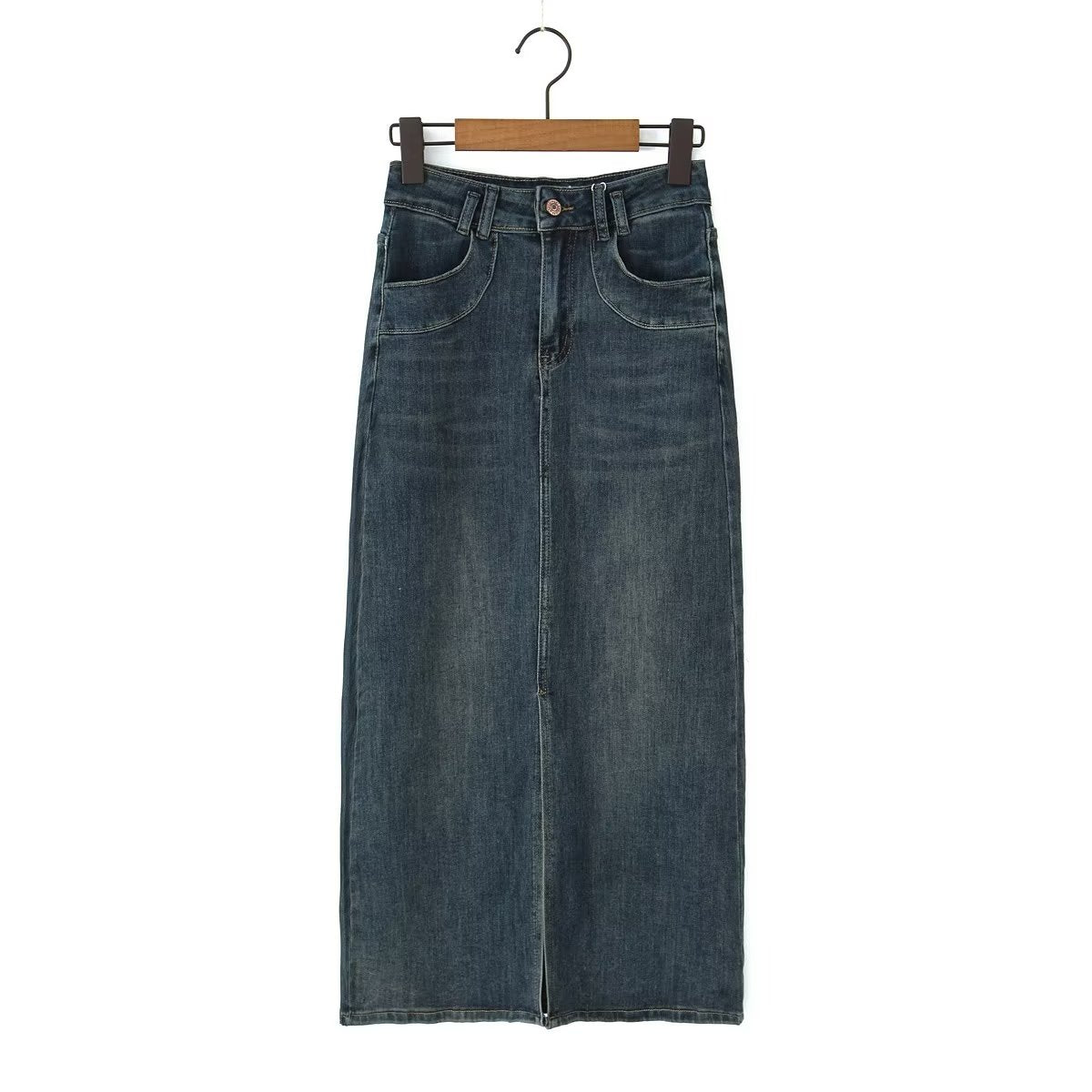 Jupe en jean taille haute ample fendue pour femme