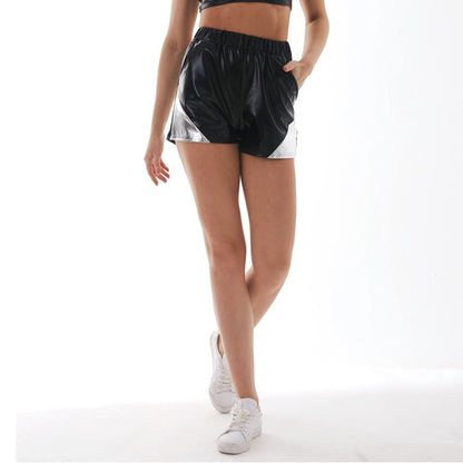 Pants Loose Pockets Elastic Waist Shorts Women Base Leather Pants Sexy Women Pants