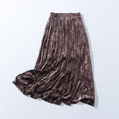 Autumn Casual Simple Skirt Fashionable Stylish Women Skirt High Waist Velvet Skirt A Line Skirt