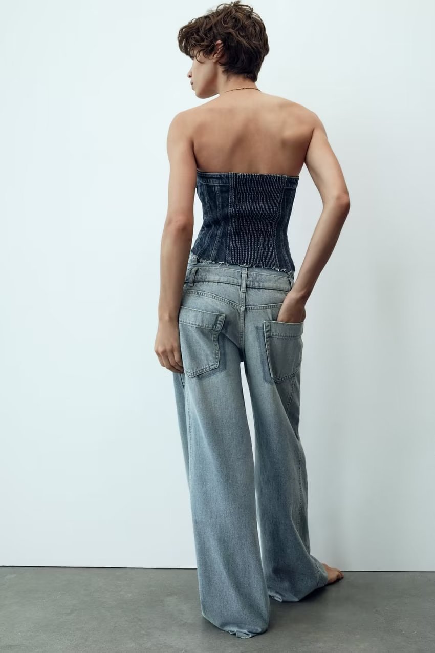 Vêtements pour femmes Pantalon français à double épaisseur Pantalon en denim à jambe large