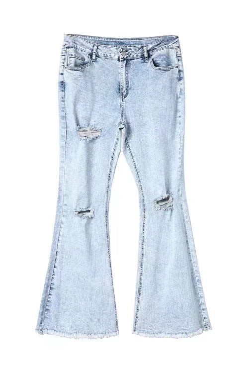 Ripped Jeans Women Skinny Washed High Waist Trousers