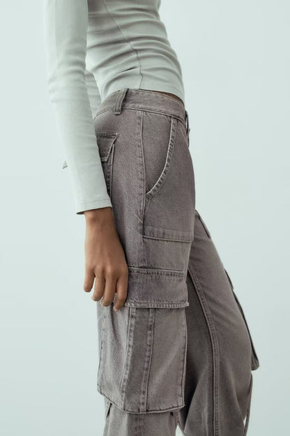 Vêtements pour femmes Salopette française Pantalon en jean taille moyenne