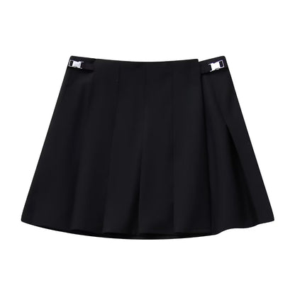 Jupe plissée taille haute amincissante à boucle pour femme