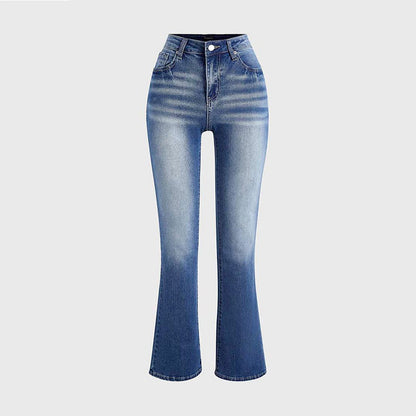 Pantalon décontracté en jean délavé pour femme