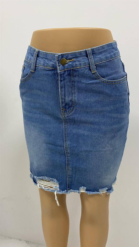 Sommer Casual Stilvolle Denim Asymmetrische Rock Frauen