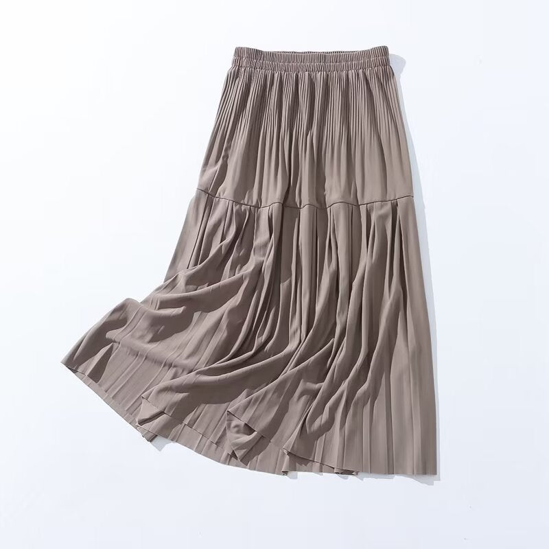 Autumn Casual Simple Skirt Fashionable Stylish Women Skirt High Waist Stitching A line Skirt