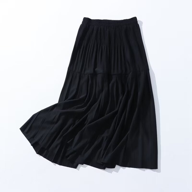 Autumn Casual Simple Skirt Fashionable Stylish Women Skirt High Waist Stitching A line Skirt