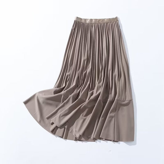 Autumn Casual Simple Skirt Fashionable Stylish Women Skirt High Waist Stitching A line Skirt