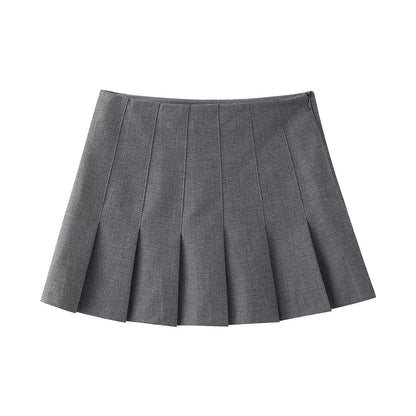 College Sexy Pleated Skirt Skirt Spring Western All-Matching High Waist Slimming A- line Skirt Women