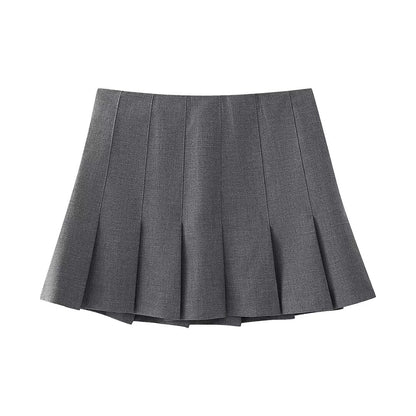 College Sexy Pleated Skirt Skirt Spring Western All-Matching High Waist Slimming A- line Skirt Women