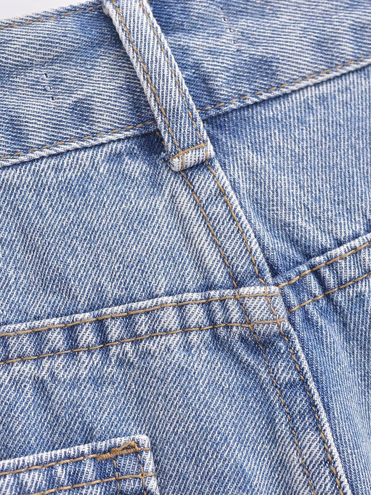 Vêtements pour femmes Pantalon en denim décontracté taille haute amincissant faux deux pièces patchwork