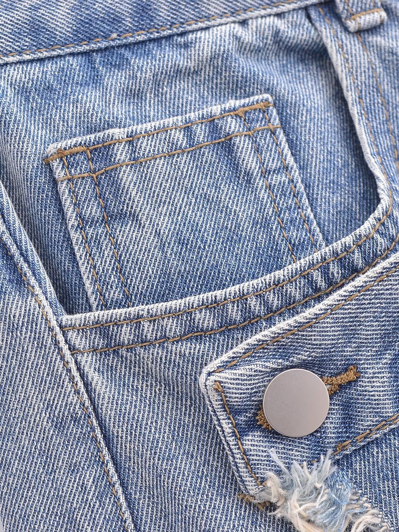 Vêtements pour femmes Pantalon en denim décontracté taille haute amincissant faux deux pièces patchwork