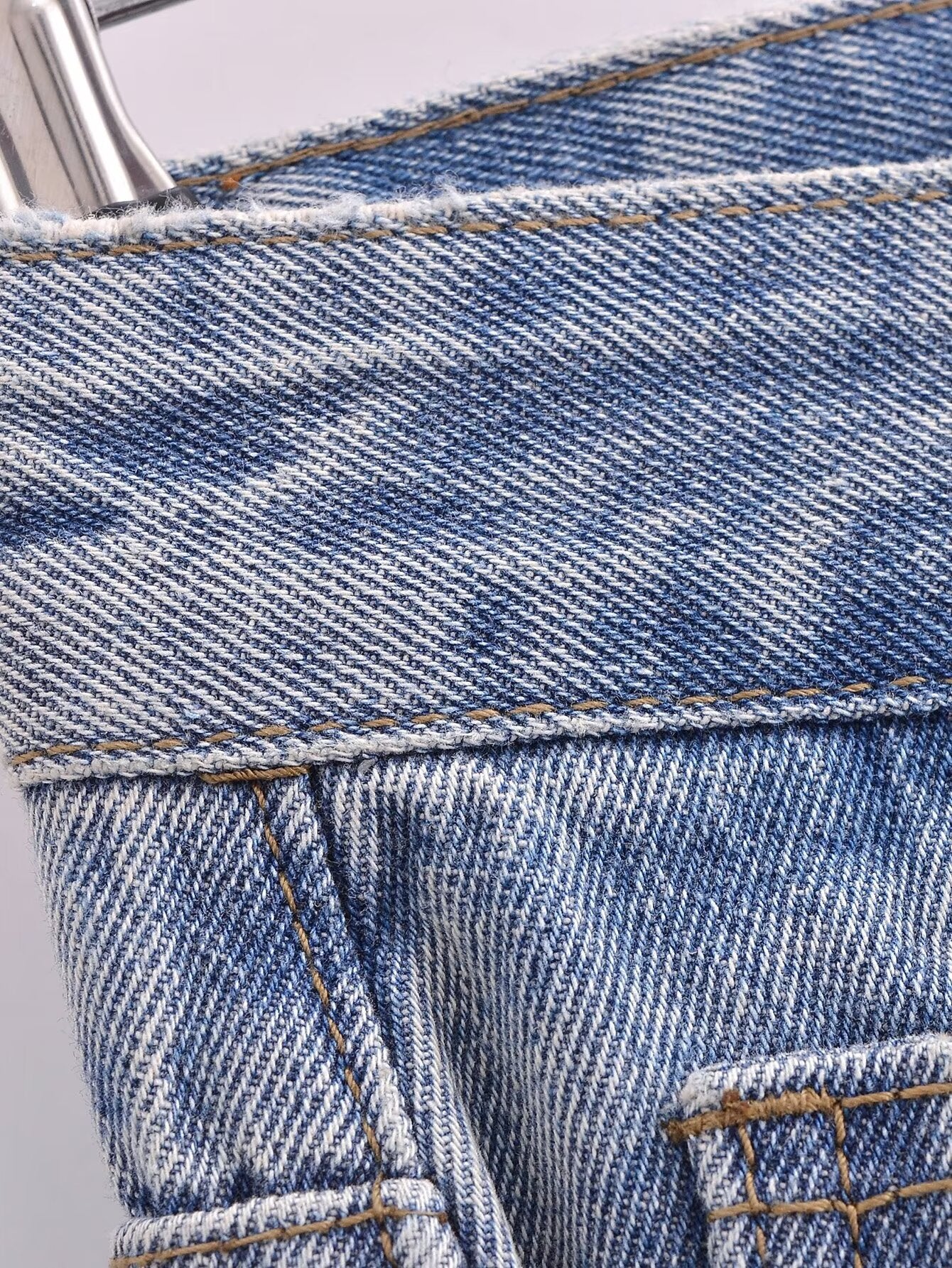 Vêtements pour femmes Pantalon en denim décontracté taille haute amincissant faux deux pièces patchwork