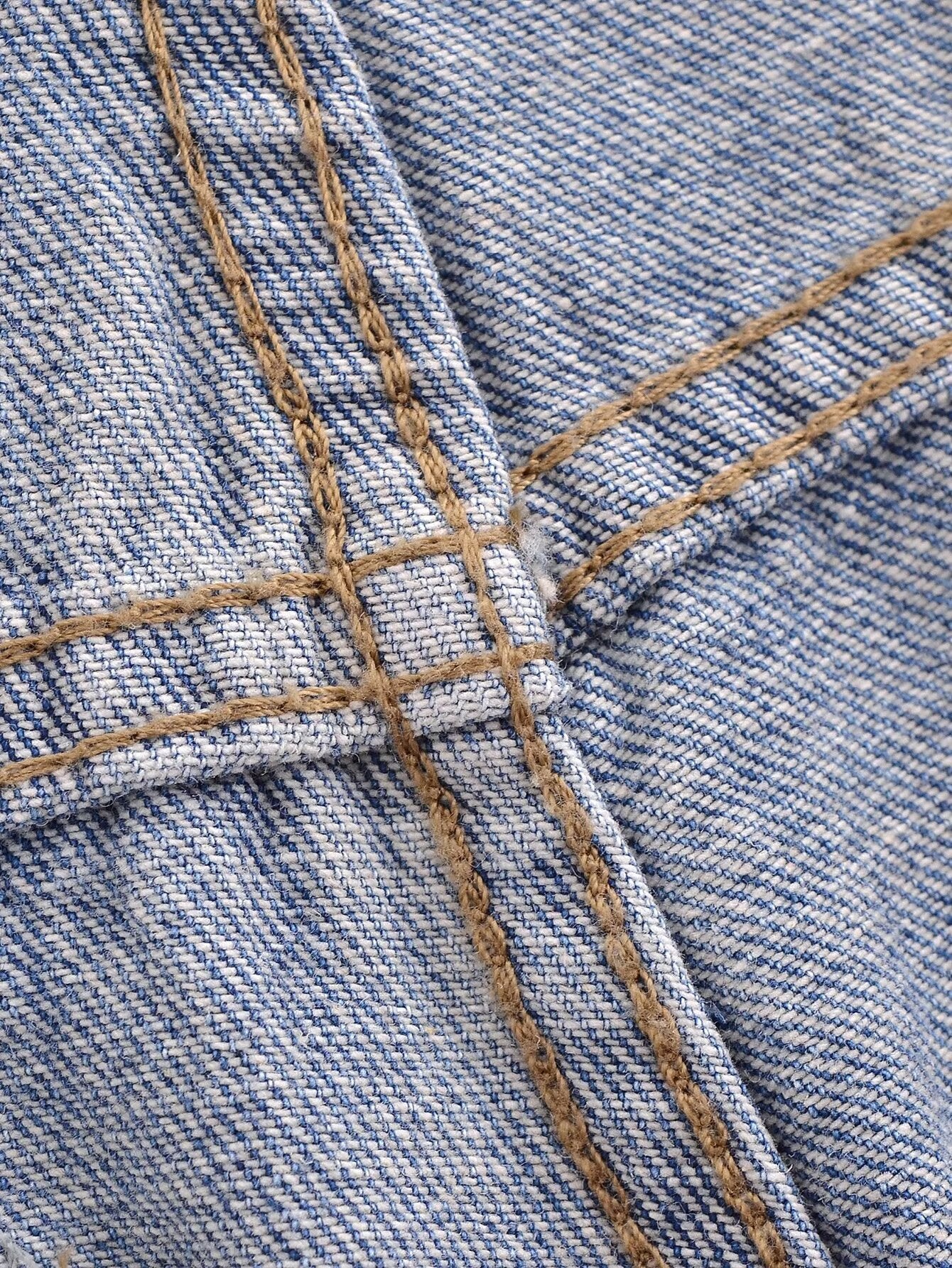 Vêtements pour femmes Pantalon en denim décontracté taille haute amincissant faux deux pièces patchwork