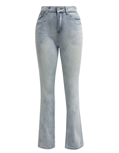 Summer Women Jeans Simple Slim Straight Light Blue Trousers Preferred