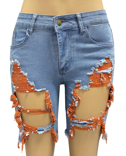 Frühling Sommer Denim Shorts Frauen High Street Mädchen Ripped