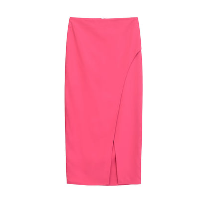 Spring French Minority High Waist Slit Hip Skirt