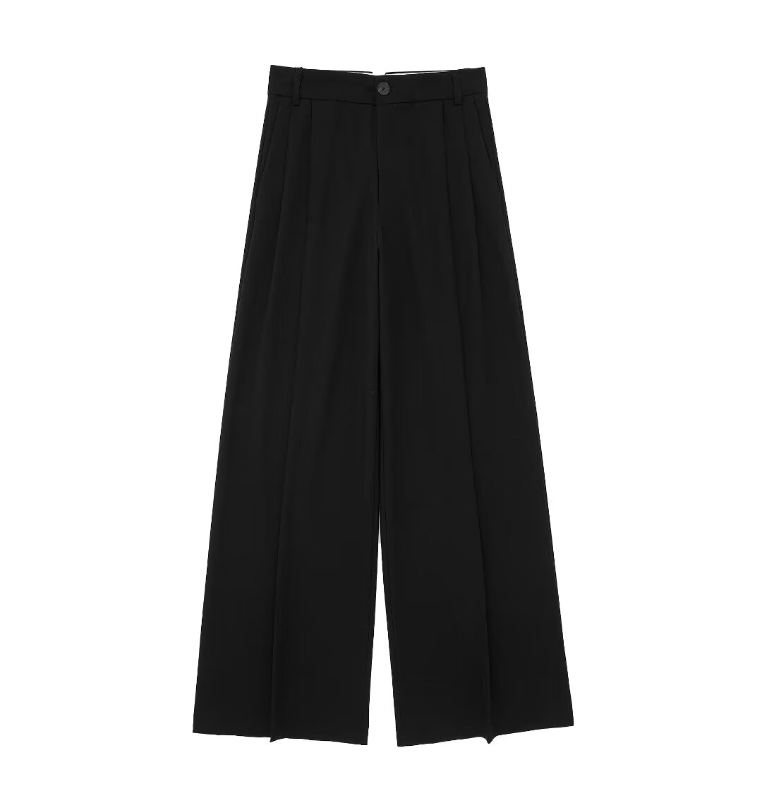 Pantalon ample décontracté taille haute plissé droit pour femme, pantalon de bureau simple et décontracté à jambes larges