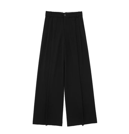 Pantalon ample décontracté taille haute plissé droit pour femme, pantalon de bureau simple et décontracté à jambes larges