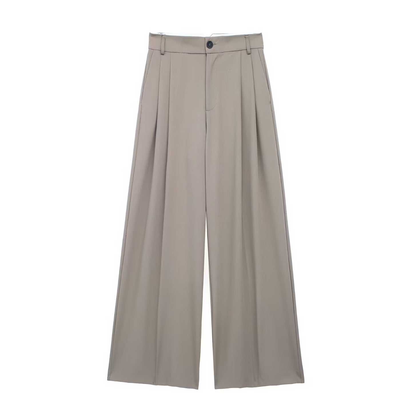 Pantalon ample décontracté taille haute plissé droit pour femme, pantalon de bureau simple et décontracté à jambes larges