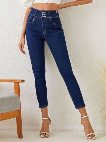 Popular High Waist Stretch Jeans Women Pencil Pants Slimming High Sexy Slim Pants Casual