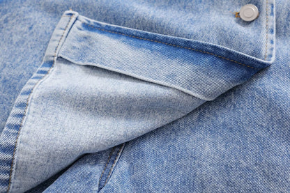 Sommer Zweireiher Schnalle Alle Match Denim Kurzen Hosenrock Frauen