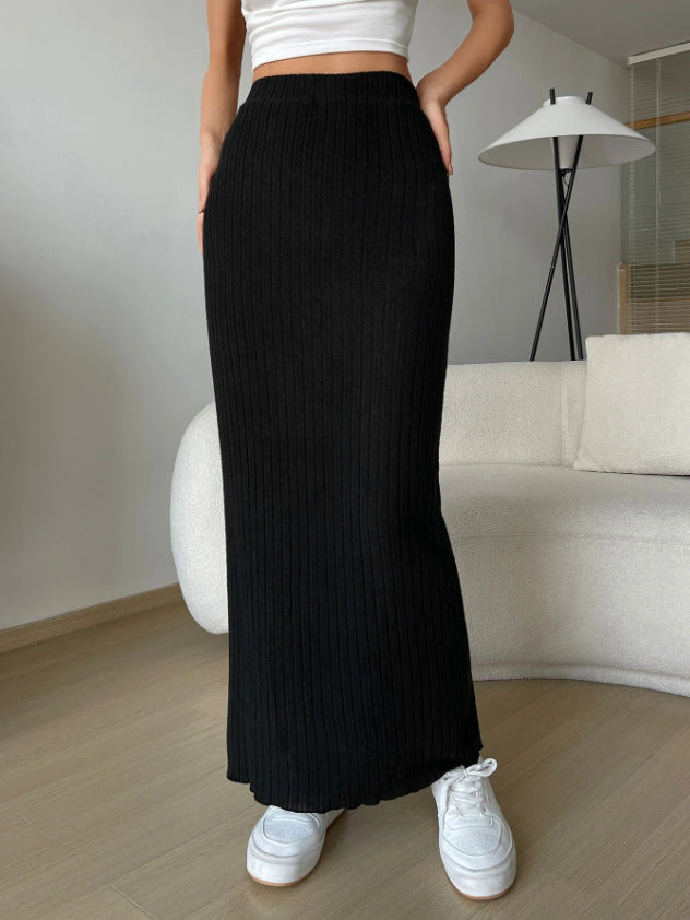 Autumn Casual High Waist Hip Knitwear Skirt Women