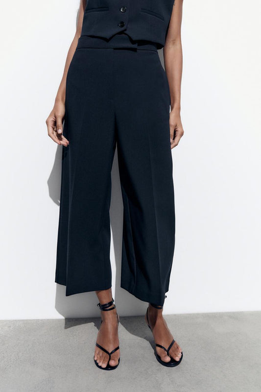 Pantalon large taille haute à la mode pour femmes d'été, pantalon ample sans revers à la mode