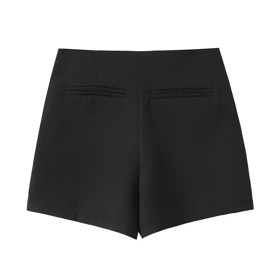 Vêtements pour femmes All Match couleur unie asymétrique taille haute décontracté jambe large courte culottes