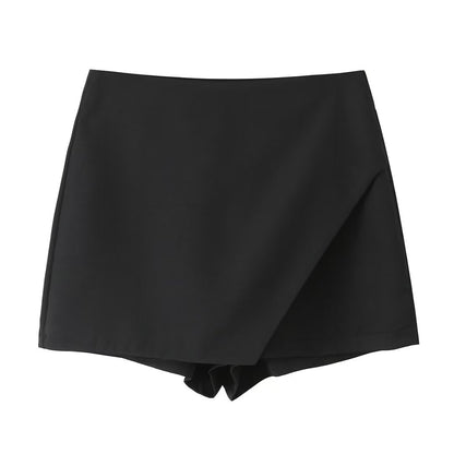 Vêtements pour femmes All Match couleur unie asymétrique taille haute décontracté jambe large courte culottes