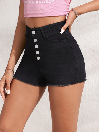 Sommer Frauen Denim Shorts Breasted Casual Bequeme Burr