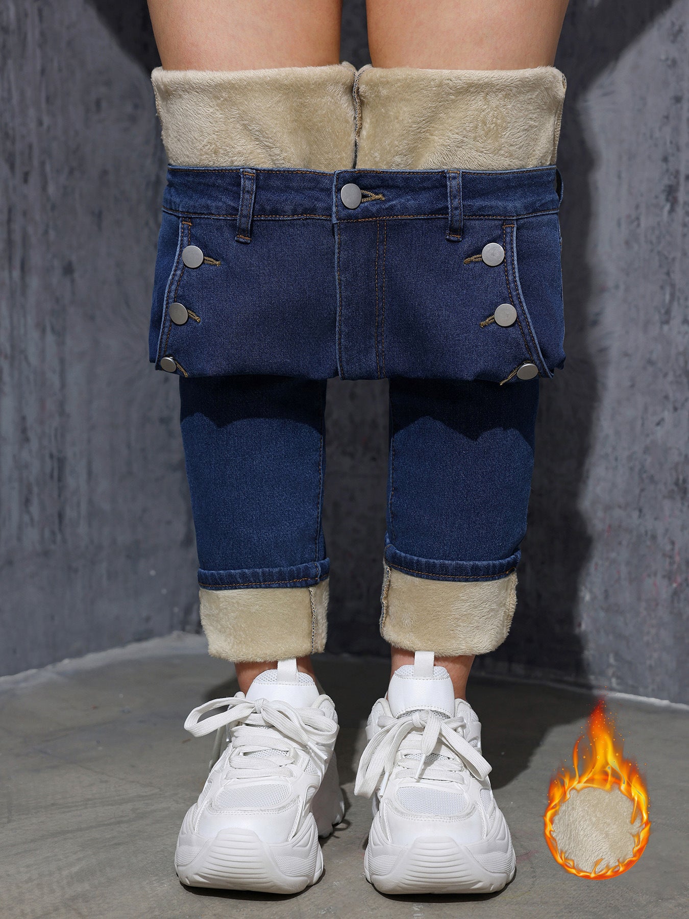 Fleece Lined Thickened Composite Women Denim Stretch Tappered Pencil Pants Elastic Trend Commuting Slimming Casual Pants