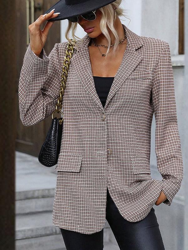 Blazer slim à carreaux pour femme