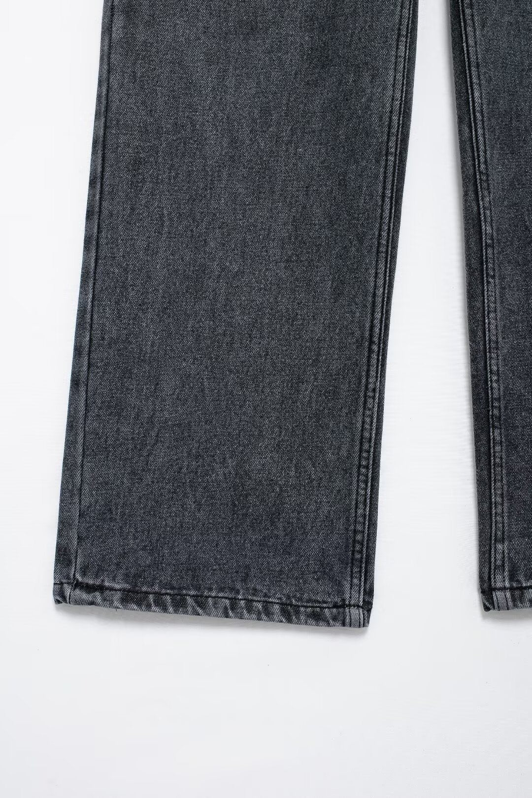 Pantalon droit taille haute rétro pour femme, jean ample avec décoration de trous perforés