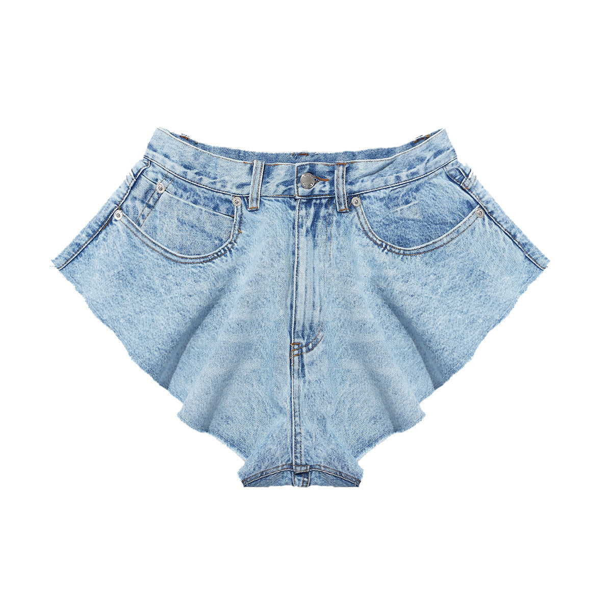 Short en jean à ourlet volanté printemps été, pantalon large et large, fausse culotte