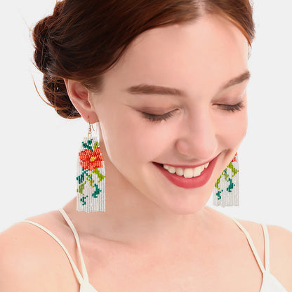 Flower Beaded Dangle Earrings