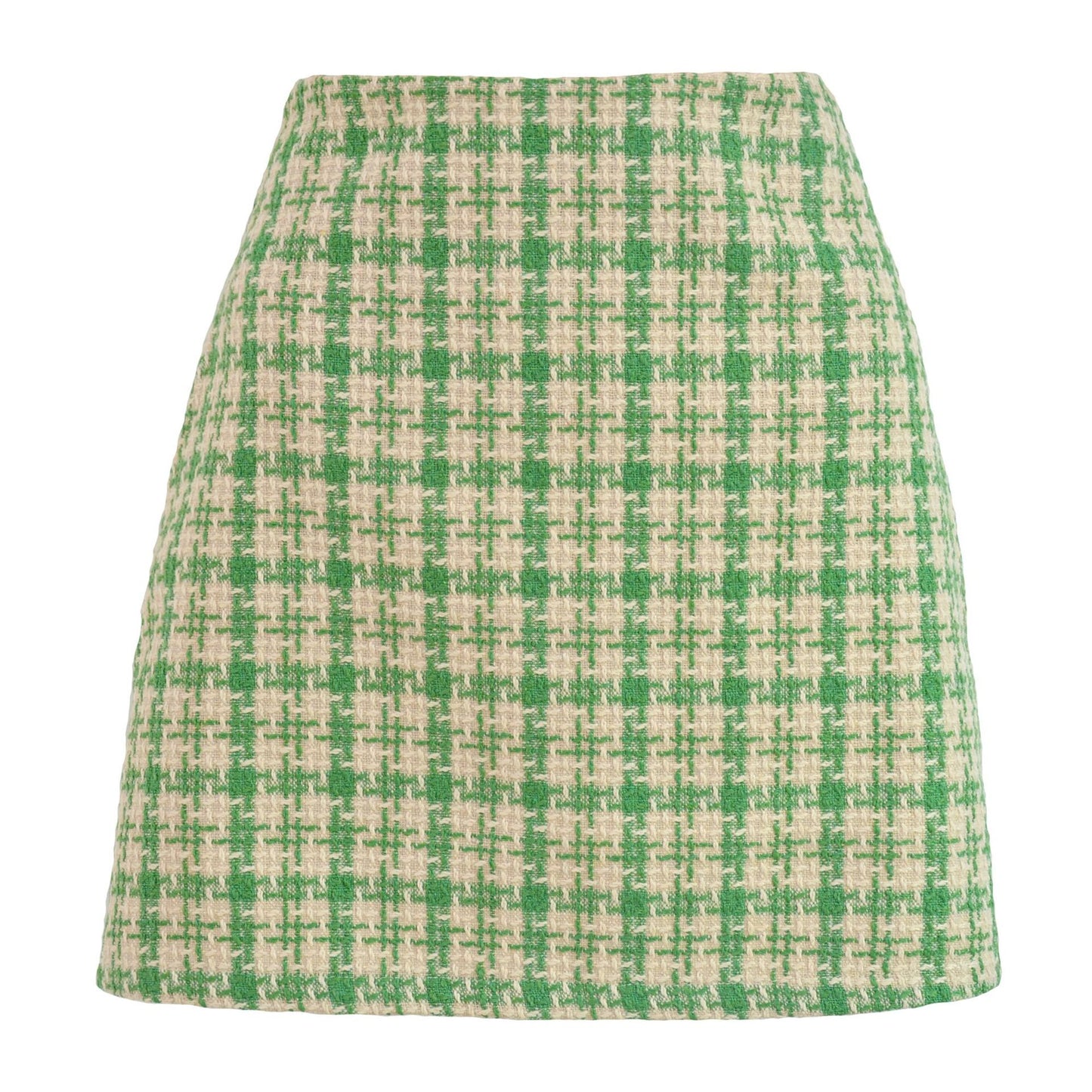 Classic Woolen High Waist Skirt Retro Well Plaid A- Line Skirt