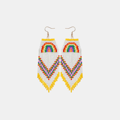 Rainbow Rice Bead Dangle Earrings