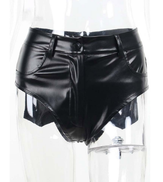 Short en cuir pour femme, automne hiver, taille haute, hanche, base en similicuir, élasticité, serré, sexy, pantalon ultra court en cuir