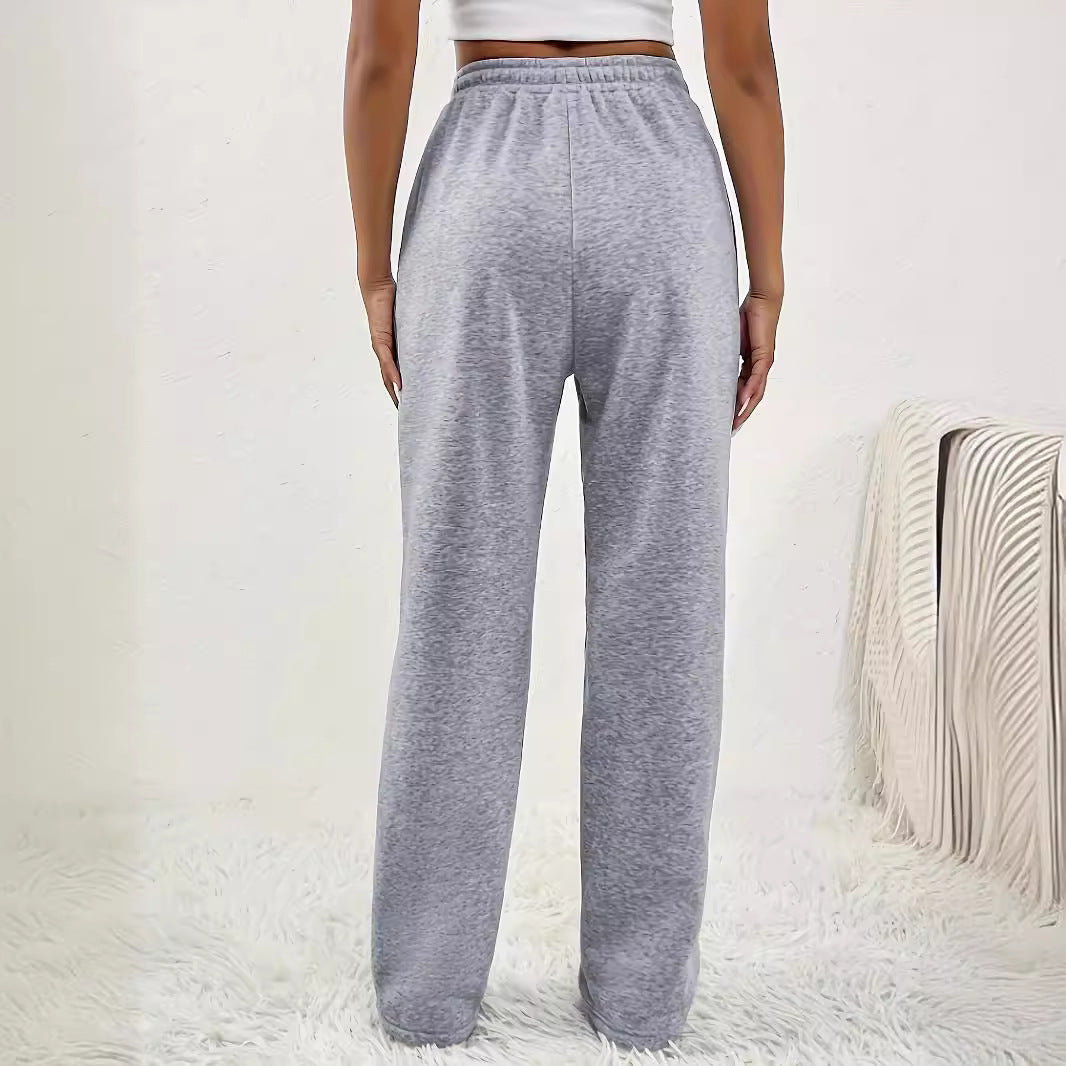 Pantalon de survêtement gris pour femme, taille haute, décontracté, jambe large, pantalon de survêtement ample, tendance