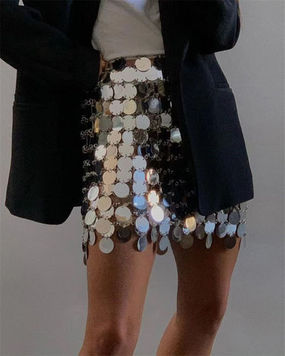 Direct Criss Cross Punk Sexy Sequin Skirt